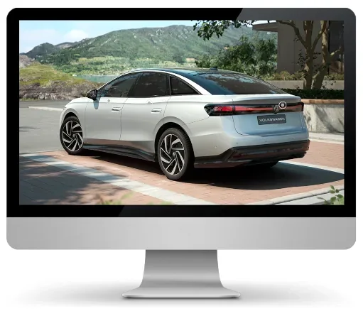 monitor with VW ID7 3D Configurator