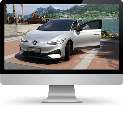 monitor with VW ID7 3D Configurator