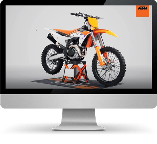 monitor with ktm bike 3D Configurator