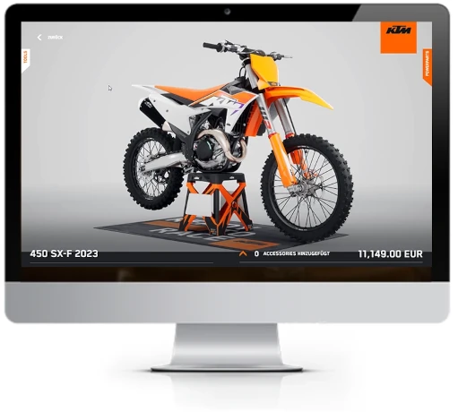 monitor with ktm bike 3D Configurator