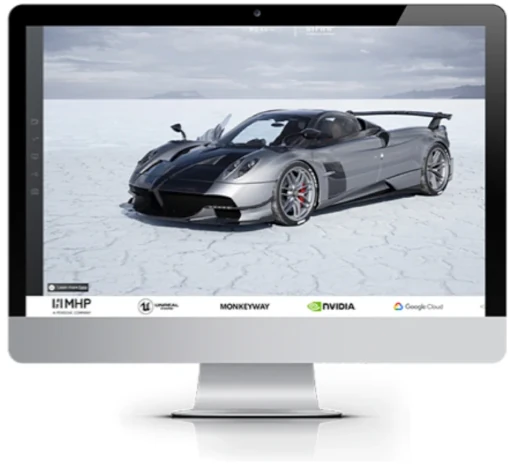 monitor with Pagani car 3D Configurator